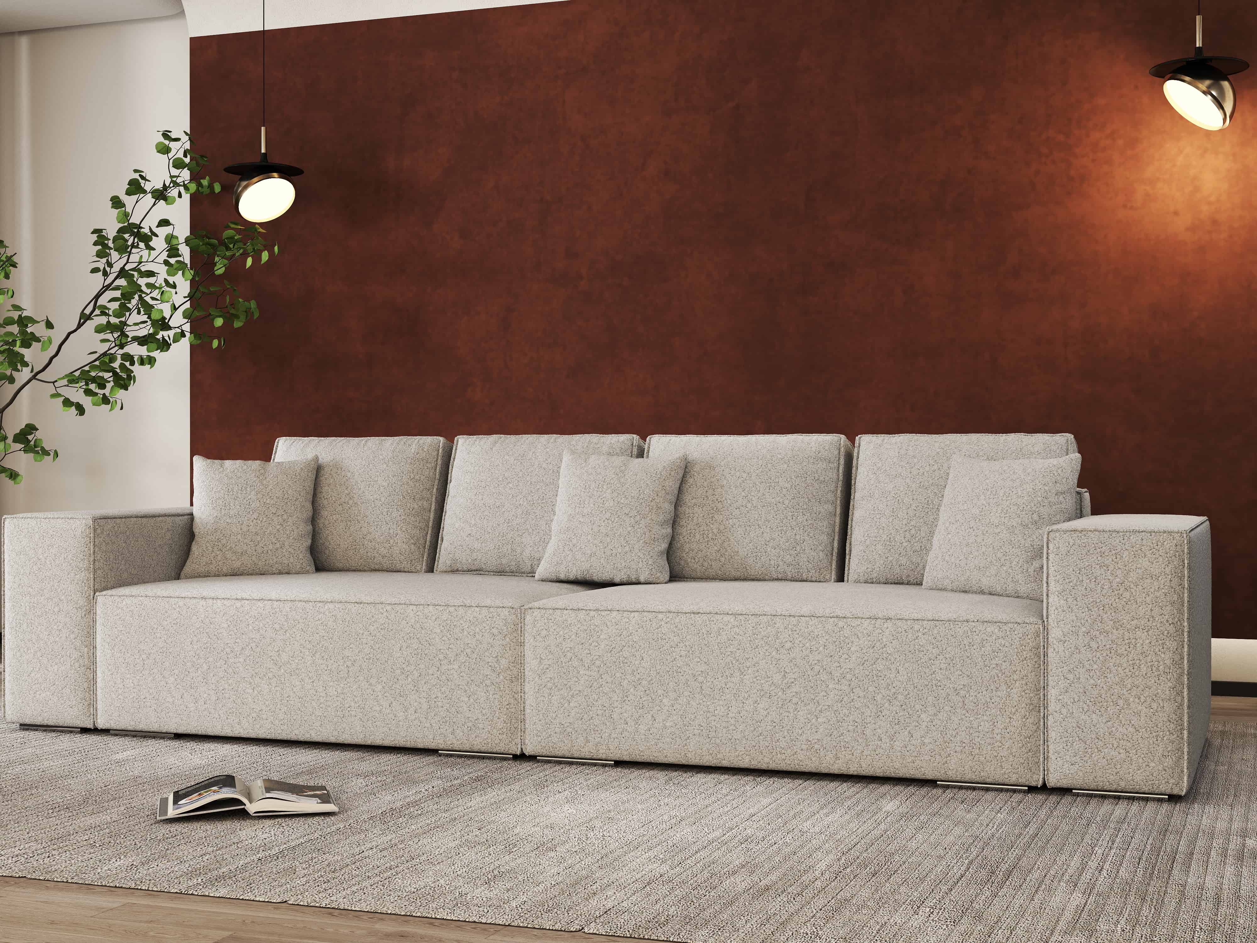 Canapea extensibilă dumonde cu ladă de depozitare si sezut confortabil din spuma HR, Dream Euphoria Dove 310x100 cm Fabrica