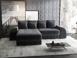 Colțar extensibil dumonde cu ladă de depozitare si sezut confortabil din spuma HR, Verona Ambience Gri 290x185 cm Fabrica