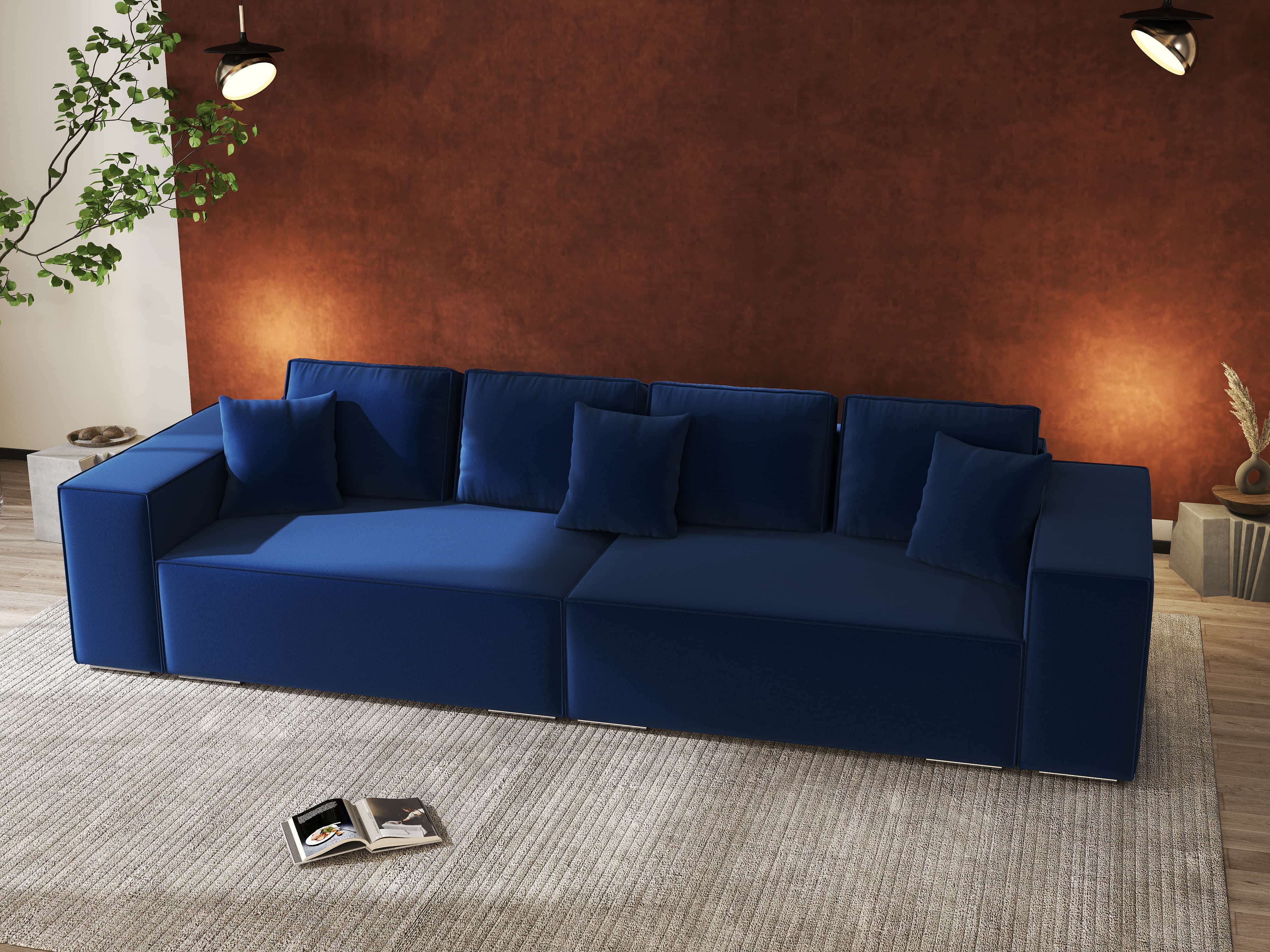 Canapea extensibilă dumonde cu ladă de depozitare si sezut confortabil din spuma HR, Dream Royal Albastru 310x100 cm Fabrica