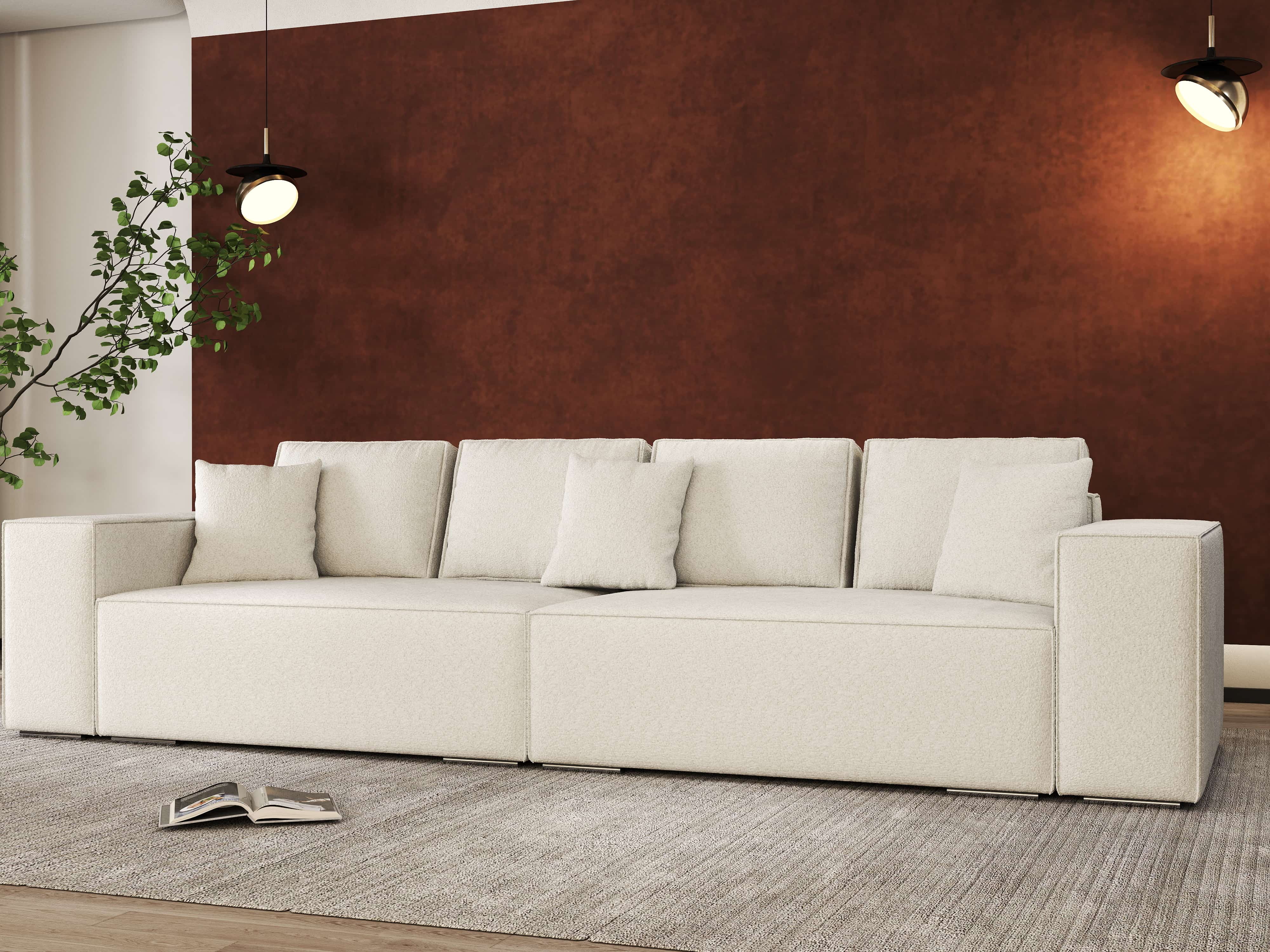 Canapea extensibilă dumonde cu ladă de depozitare si sezut confortabil din spuma HR, Dream Euphoria Ivory 310x100 cm Fabrica