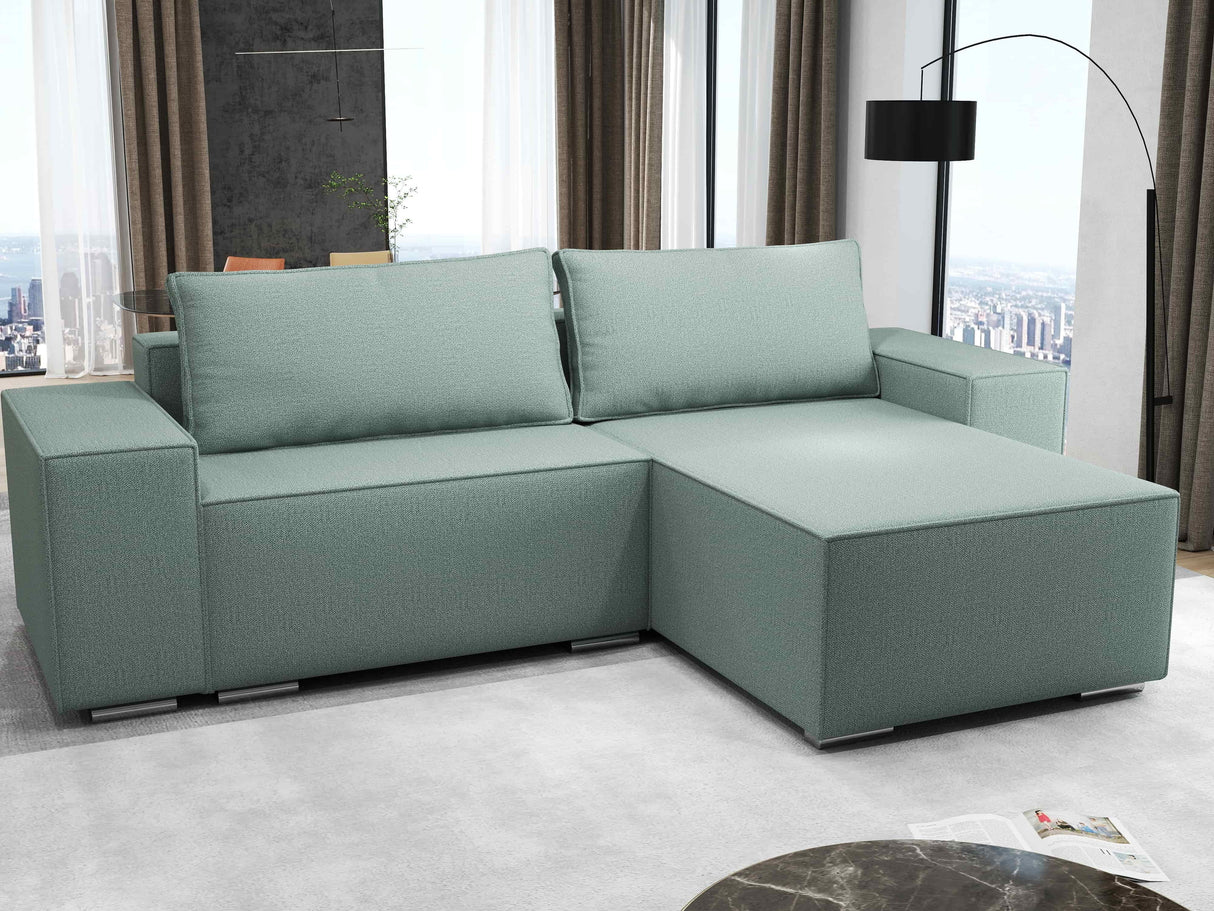 Colțar extensibil dumonde cu ladă de depozitare si sezut confortabil din spuma HR, Dream Enjoy Verde Mint 290x185 cm II Fabrica