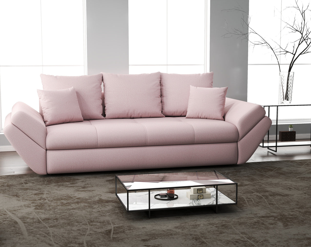 Canapea extensibilă dumonde cu ladă de depozitare si sezut confortabil din spuma HR, Loana Pink 250x100 cm Fabrica