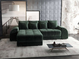 Colțar extensibil dumonde cu ladă de depozitare si sezut confortabil din spuma HR, Verona Euphoria Verde 290x185 cm Fabrica