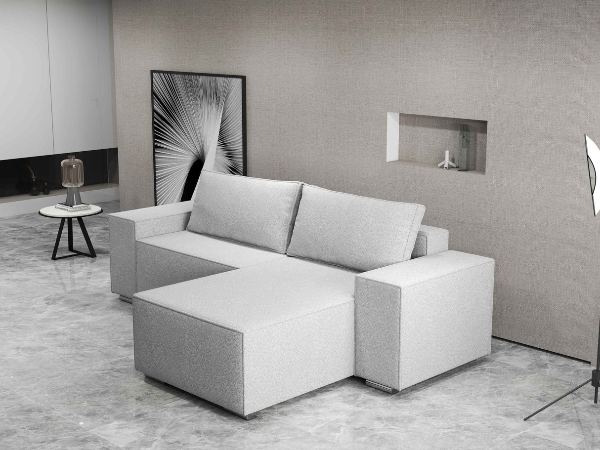 Colțar extensibil dumonde cu ladă de depozitare si sezut confortabil din spuma HR, Dream Euphoria Gri 290x185 cm II Fabrica