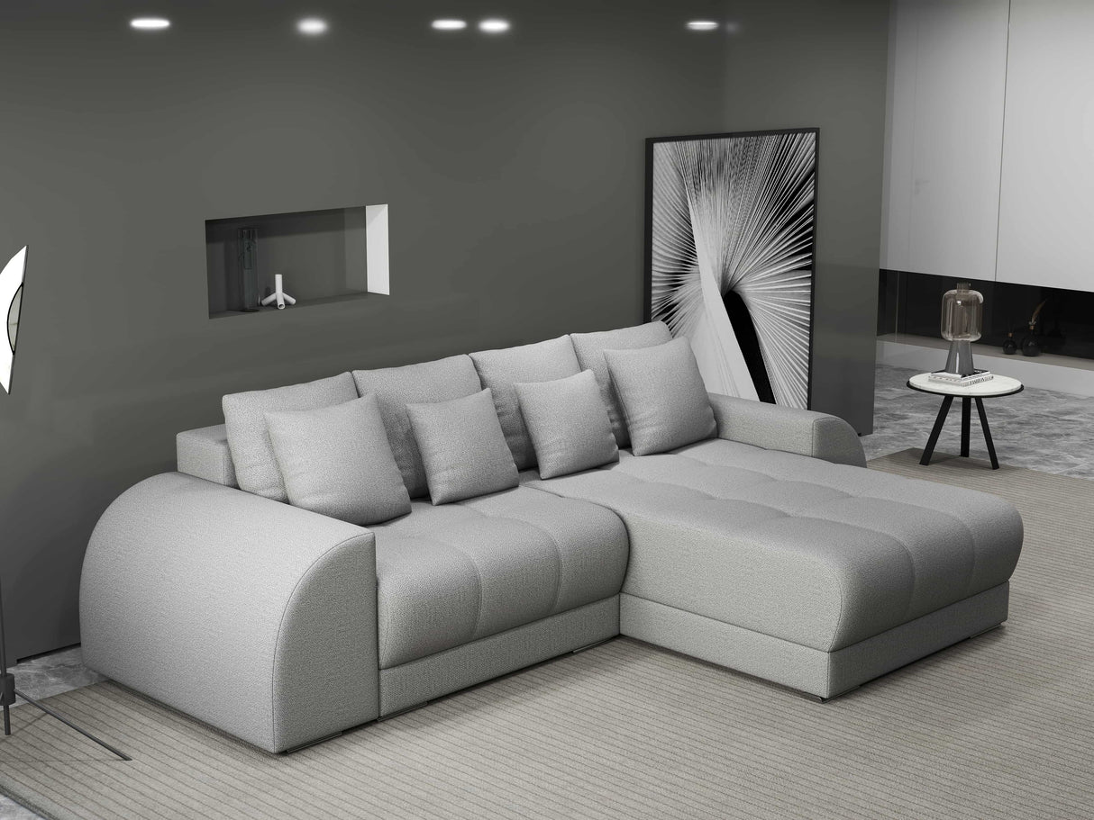 Colțar extensibil dumonde cu ladă de depozitare si sezut confortabil din spuma HR, Verona Enjoy Gri II 290x185 cm Fabrica