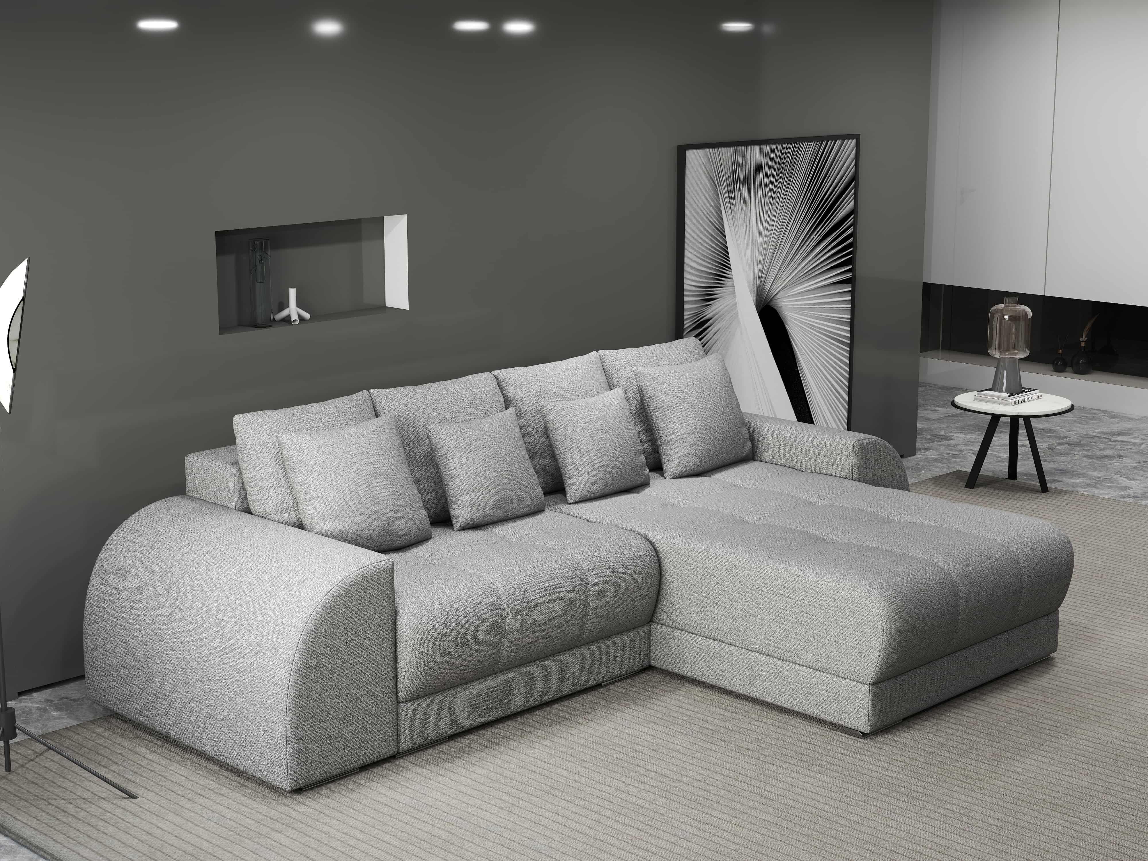 Colțar extensibil dumonde cu ladă de depozitare si sezut confortabil din spuma HR, Verona Enjoy Gri II 290x185 cm Fabrica