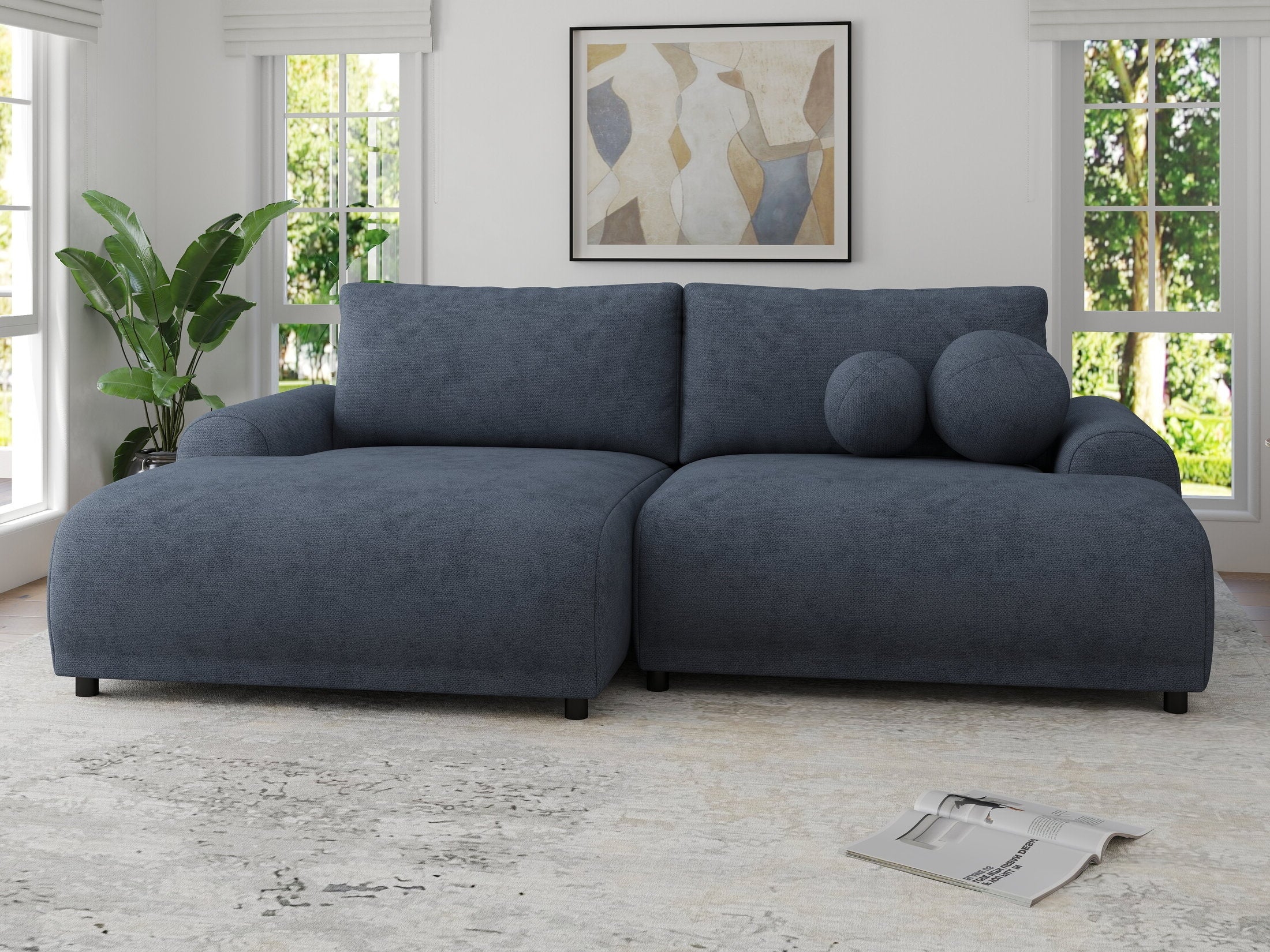 Colțar extensibil dumonde cu ladă de depozitare și șezut confortabil din spumă HR, Carlo Enjoy Antracit 240x145 cm