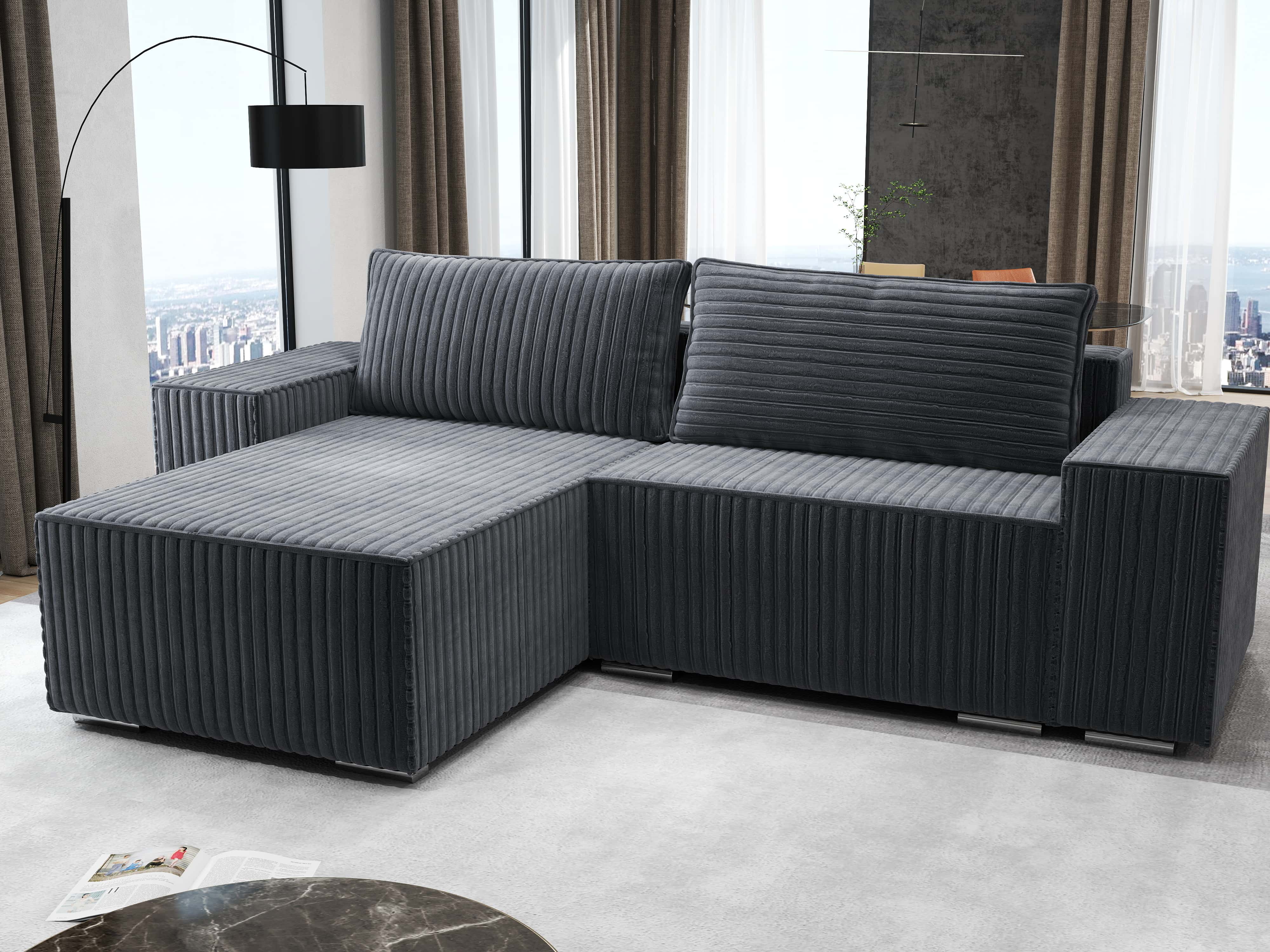 Colțar extensibil dumonde cu ladă de depozitare si sezut confortabil din spuma HR, Dream Ambience Gri 290x185 cm Fabrica