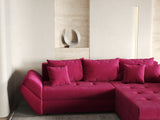 Colțar extensibil dumonde cu ladă de depozitare si sezut confortabil din spuma HR, Loana Bordeaux Zoom II 270x185 cm Fabrica