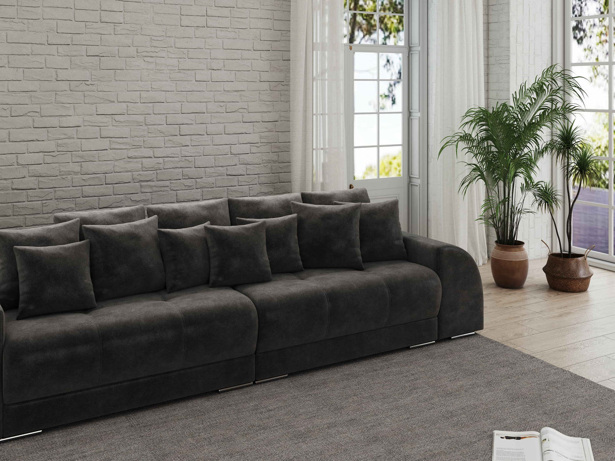 Canapea extensibilă dumonde cu 2 lăzi de depozitare si sezut confortabil din spuma HR, Big Sofa Verona Tobago Anthracit 310x100 cm Fabrica