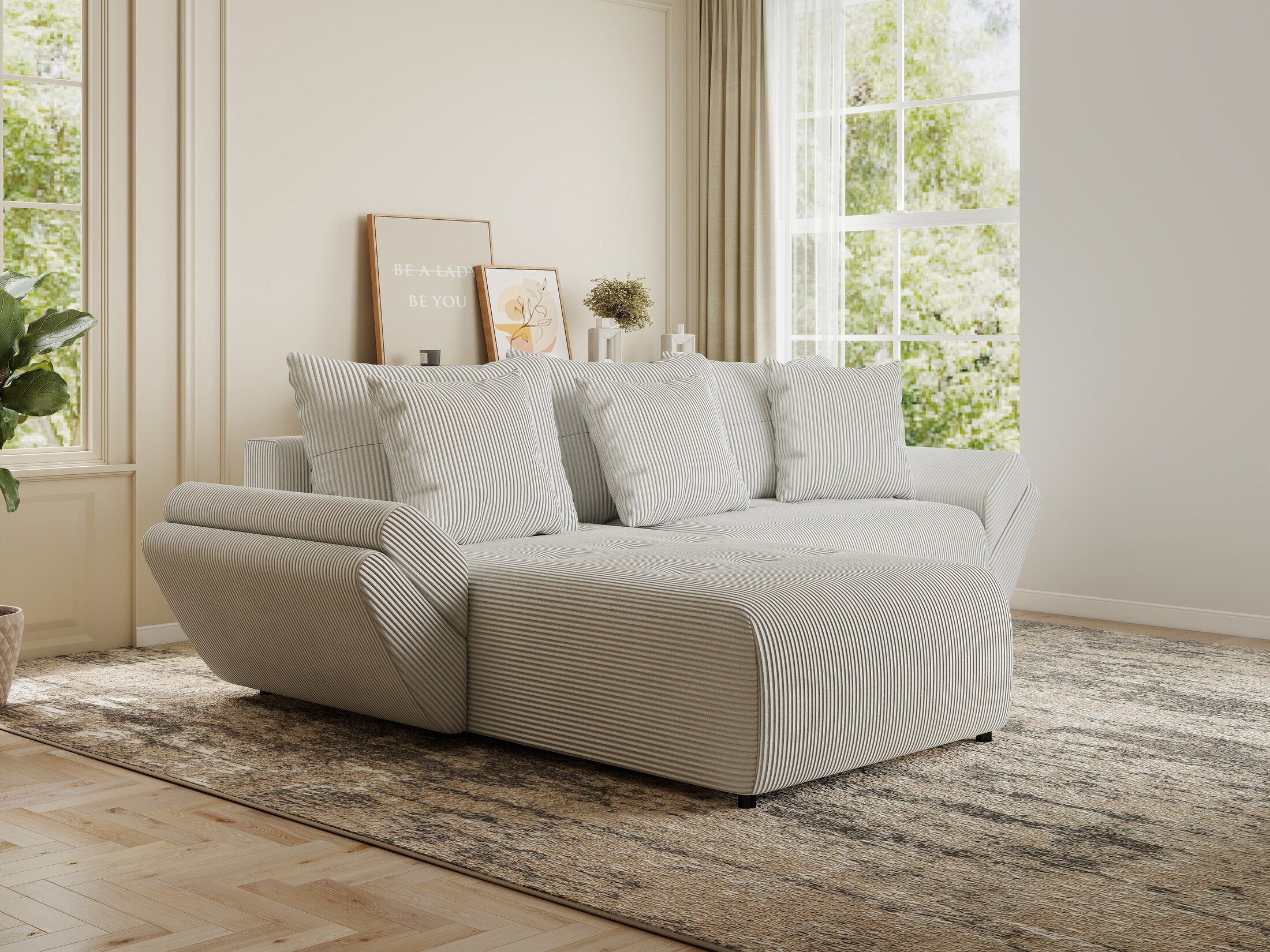 Colțar extensibil dumonde cu ladă de depozitare si sezut confortabil din spuma HR, Berlin Zoom Gri 280x185 cm