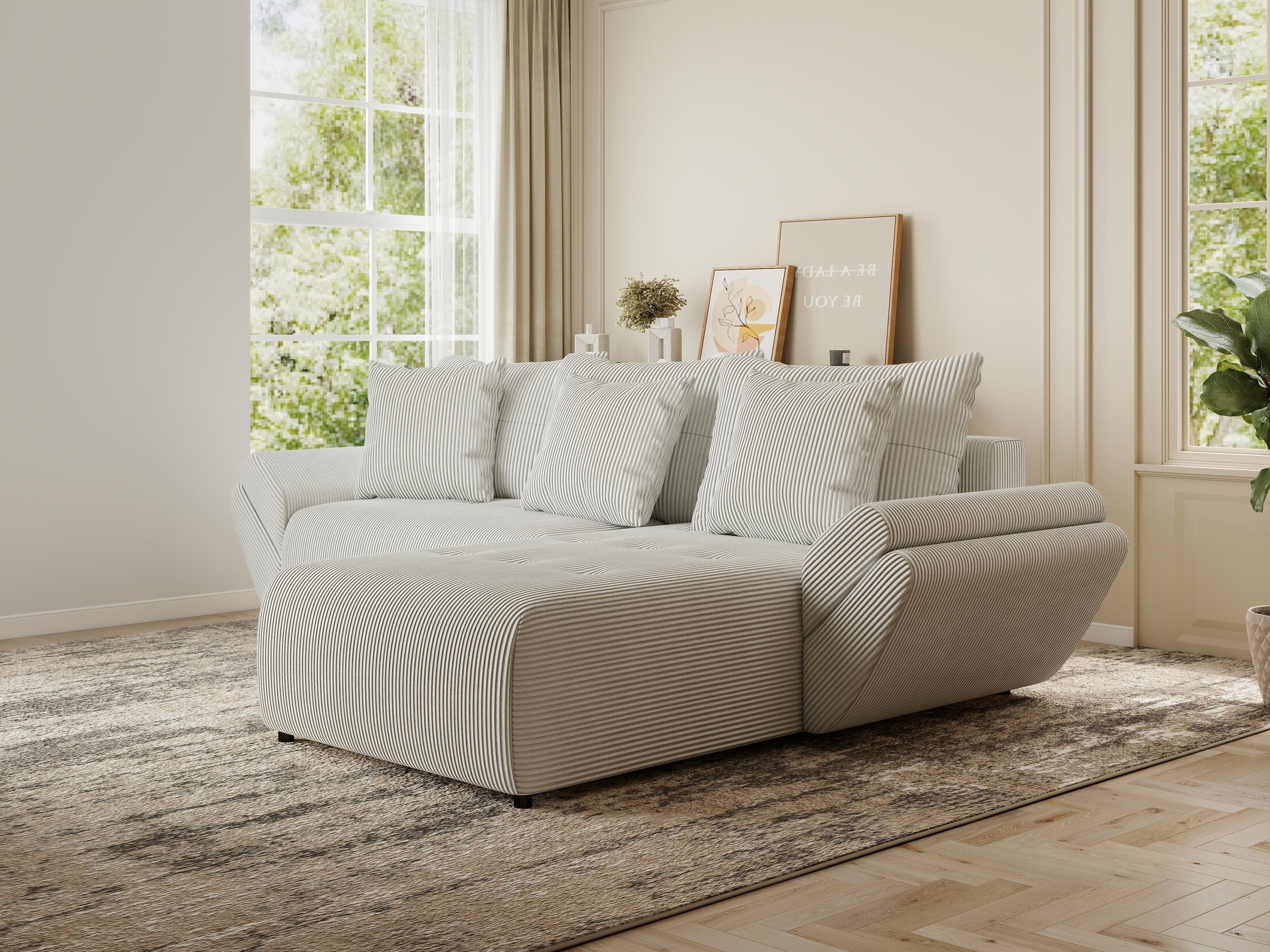 Colțar extensibil dumonde cu ladă de depozitare si sezut confortabil din spuma HR, Berlin Zoom Gri 280x185 cm II