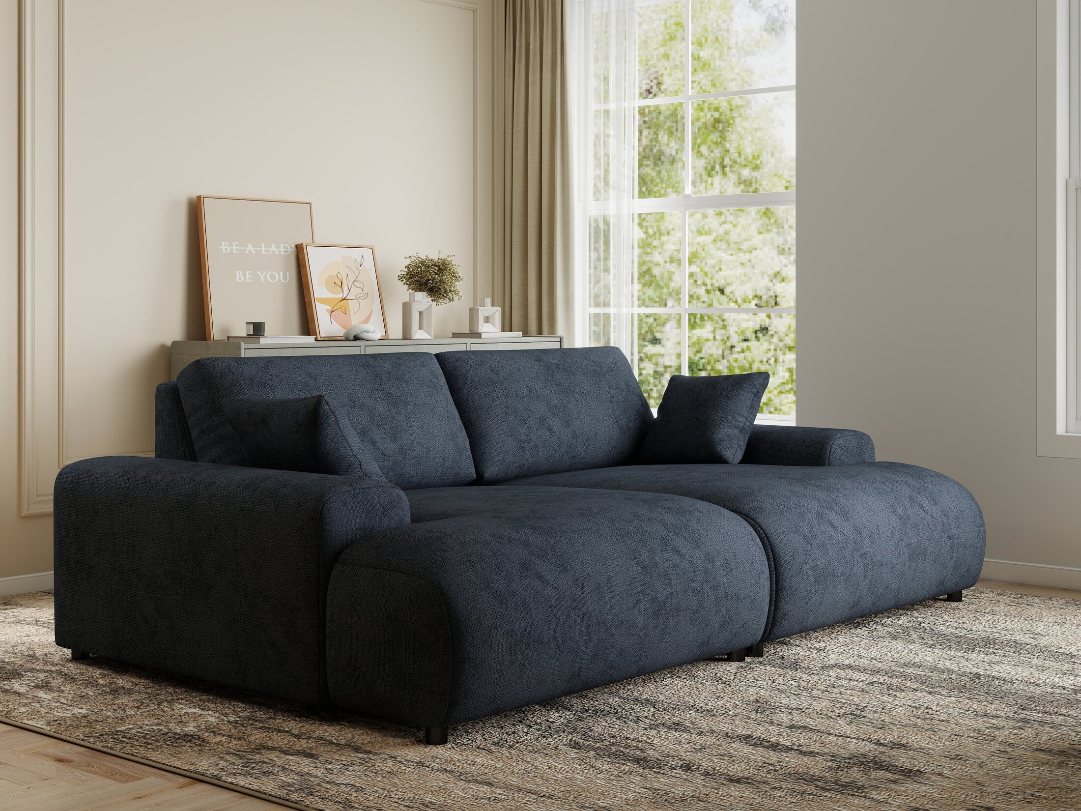 Canapea dumonde cu sezut confortabil din spuma HR, Hudson Enjoy Antracit 237x144 cm