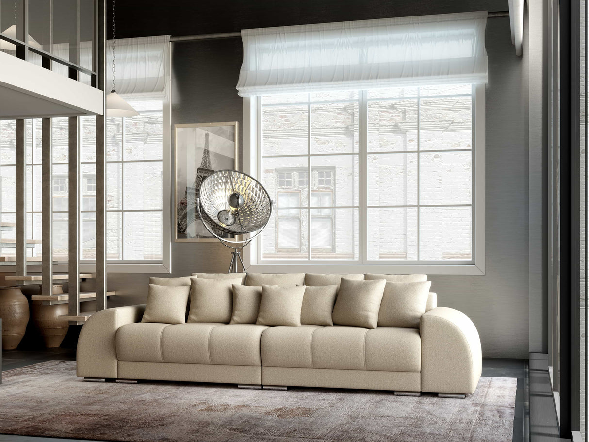 Canapea extensibilă dumonde cu 2 lăzi de depozitare si sezut confortabil din spuma HR, Big Sofa Verona Enjoy Lux 02 Beige 310x100 cm Fabrica
