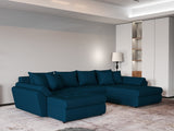 Colțar extensibil dumonde cu ladă de depozitare si sezut confortabil din spuma HR, Loana Enjoy Verde Petrol U 355x185 cm Fabrica