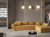 Colțar extensibil dumonde cu ladă de depozitare si sezut confortabil din spuma HR, Loana XL Royal Mustar II 335x185 cm Fabrica