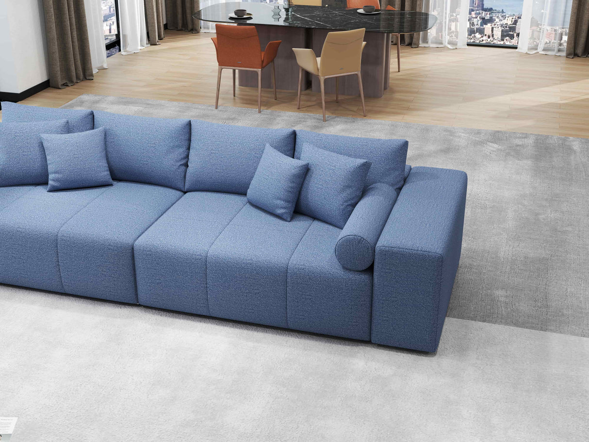 Canapea extensibilă dumonde cu ladă de depozitare si sezut confortabil din spuma HR, Marbela Enjoy Lux Blue XXL 295x100 cm fabrica
