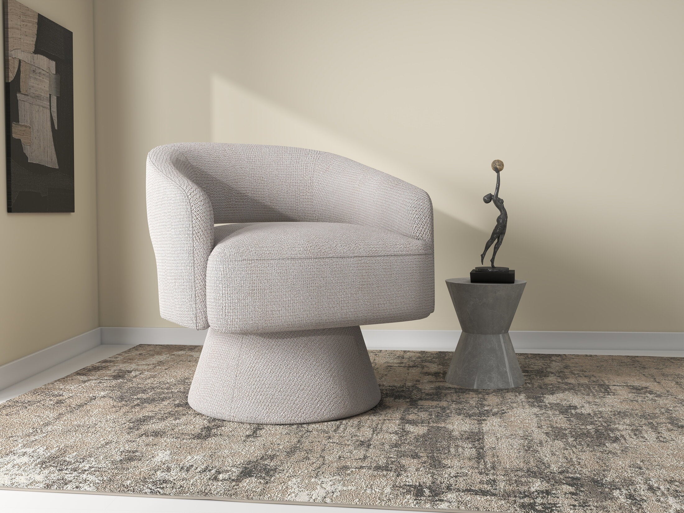 Fotoliu dumonde tapitat Bej modern Solenne 71x68cm