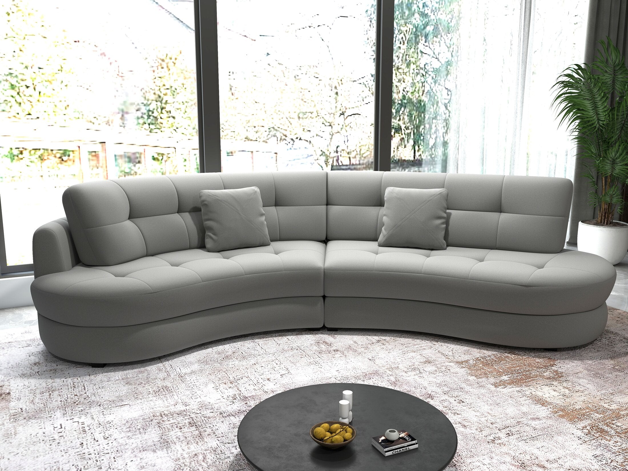 Canapea semirotunda dumonde cu șezut confortabil din spumă HR, Roma  Royal Gri 300x160 cm