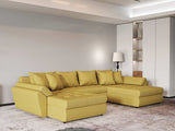 Colțar extensibil dumonde cu ladă de depozitare si sezut confortabil din spuma HR, Loana U Melon 355x185 cm Fabrica
