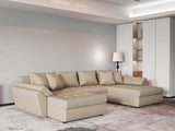 Colțar extensibil dumonde cu ladă de depozitare si sezut confortabil din spuma HR, Loana Bej U 355x185 cm Fabrica