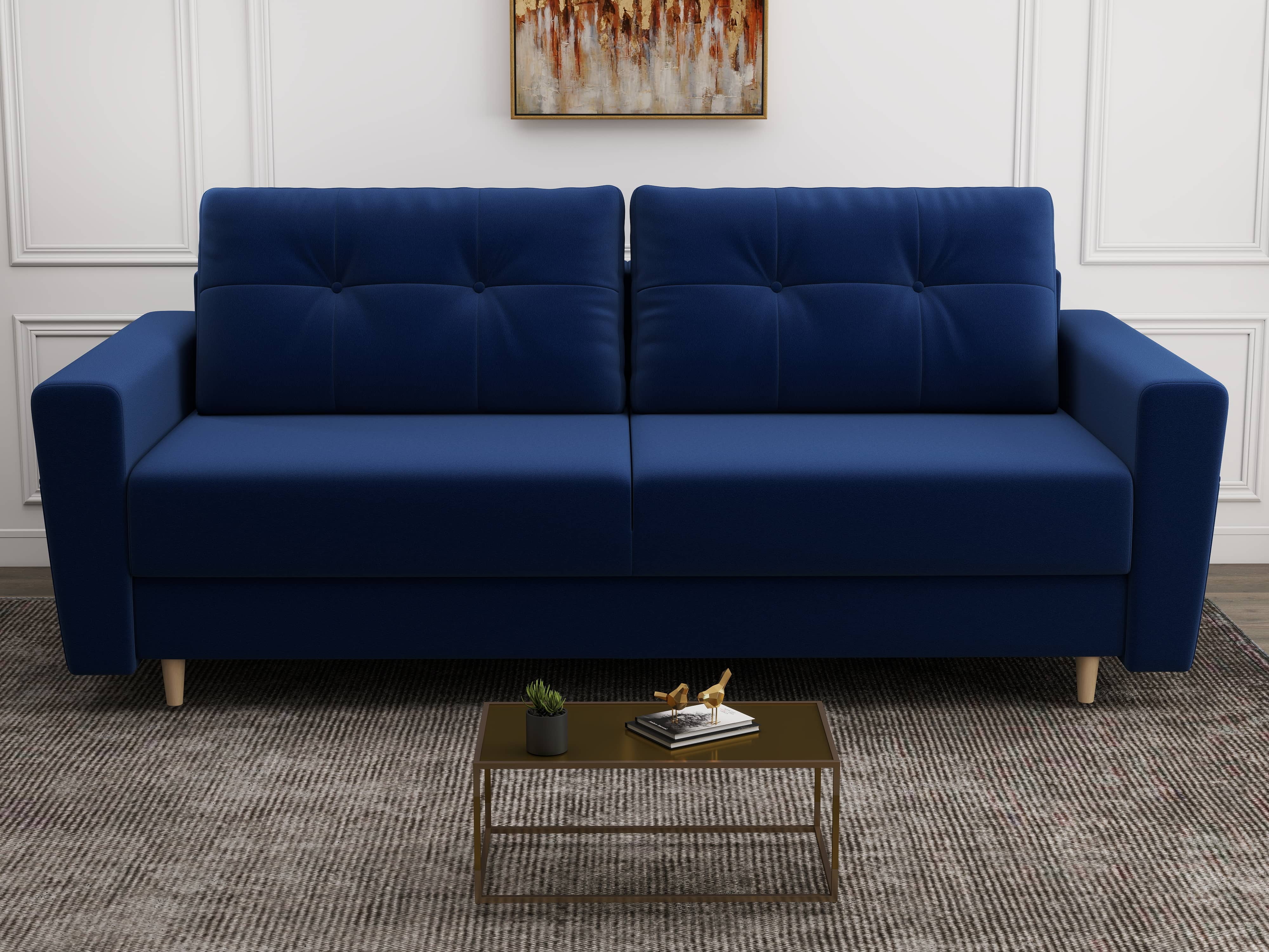 Canapea extensibilă dumonde cu ladă de depozitare si sezut confortabil din spuma HR, Summer Royal Albastru 225x100 cm