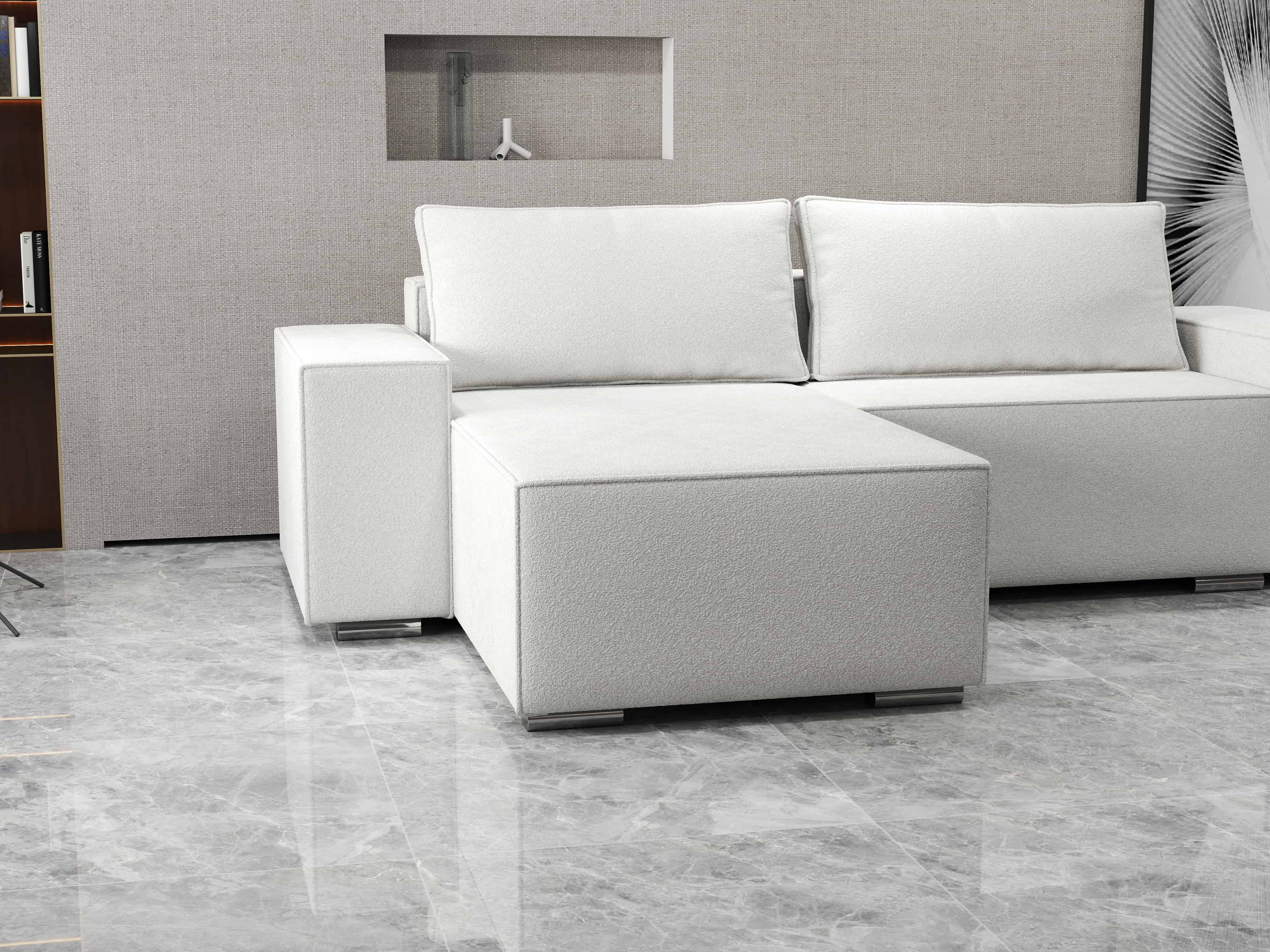 Colțar extensibil dumonde cu ladă de depozitare si sezut confortabil din spuma HR, Dream Euphoria Ivory 290x185 cm Fabrica