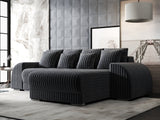 Colțar extensibil dumonde cu ladă de depozitare si sezut confortabil din spuma HR, Verona Ambience Gri II 290x185 cm Fabrica