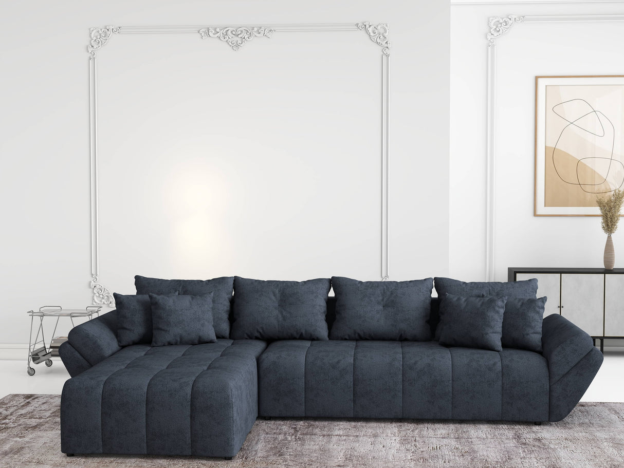 Colțar extensibil dumonde cu ladă de depozitare si sezut confortabil din spuma HR, Berlin XL Enjoy Lux Grey Antracit 350x185 cm Fabrica