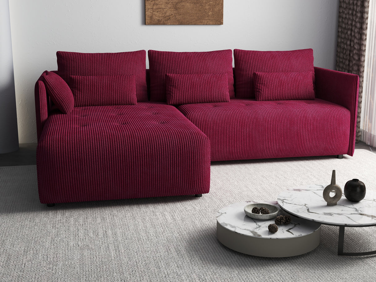 Colțar extensibil dumonde cu ladă de depozitare si sezut confortabil din spuma HR, Malta Zoom Red 235x185 cm