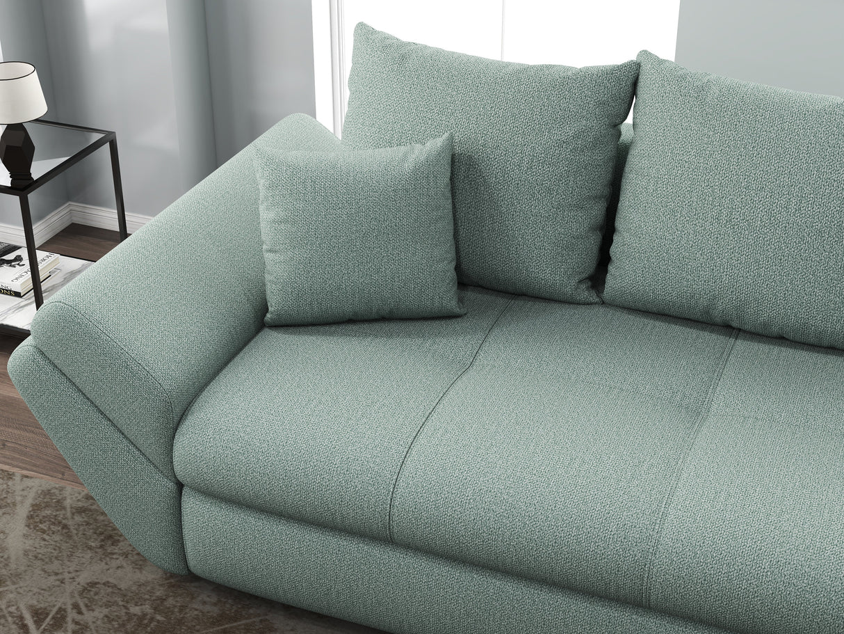 Canapea extensibilă dumonde cu ladă de depozitare si sezut confortabil din spuma HR, Loana Mint 250x100 cm Fabrica