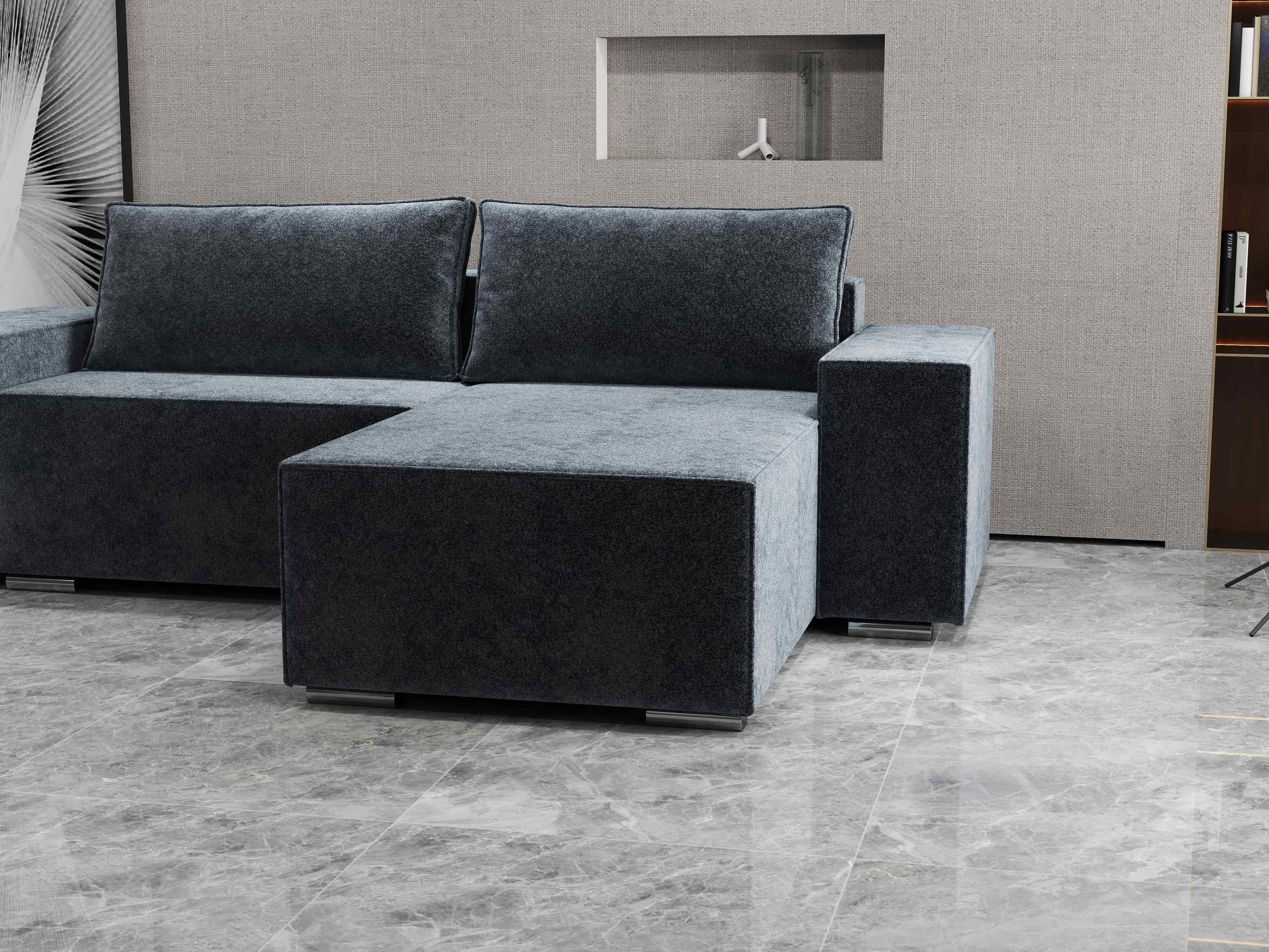 Colțar extensibil dumonde cu ladă de depozitare si sezut confortabil din spuma HR, Dream Euphoria Grafit 290x185 cm II Fabrica