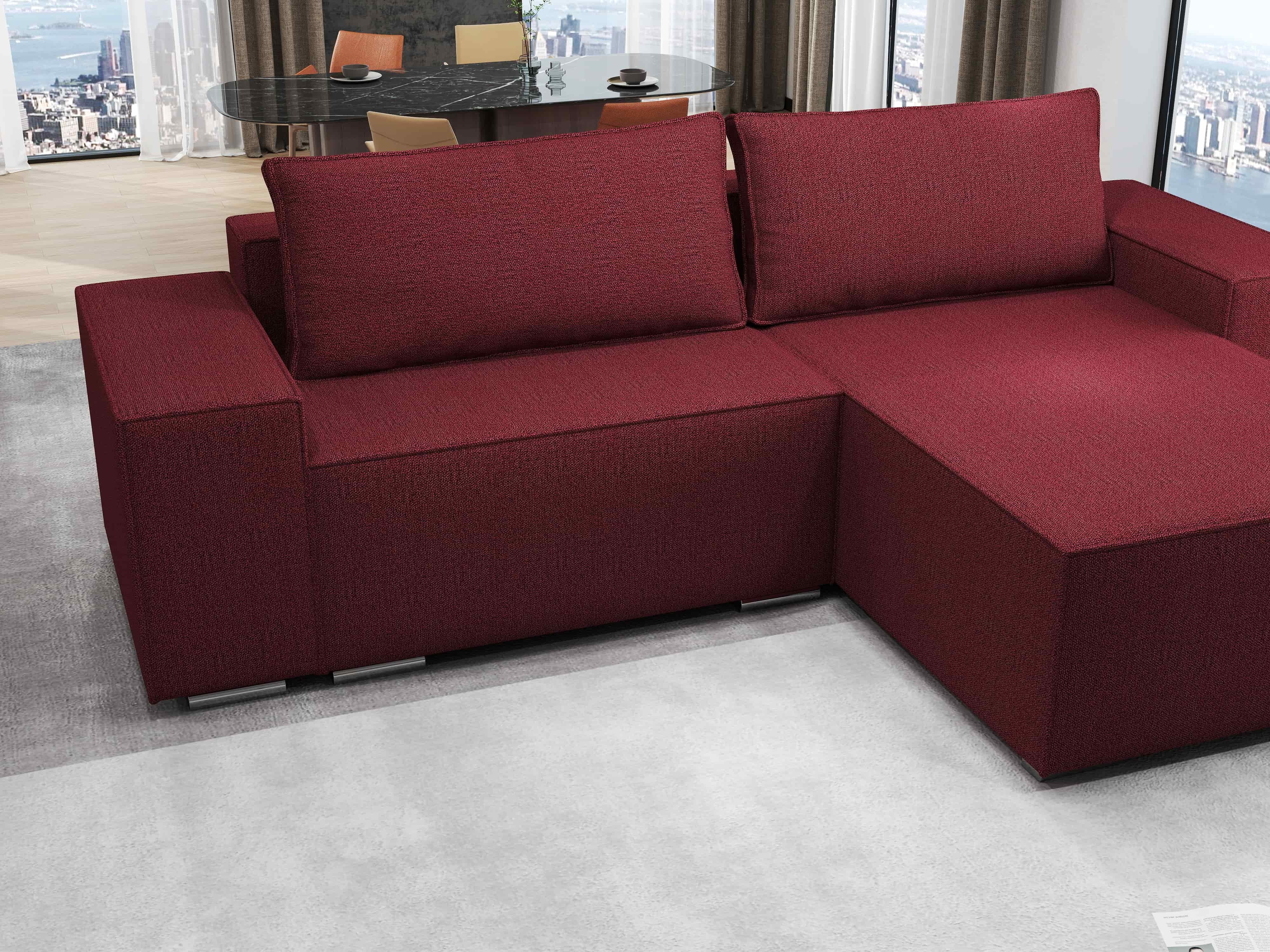 Colțar extensibil dumonde cu ladă de depozitare si sezut confortabil din spuma HR, Dream Enjoy Rosu 290x185 cm II Fabrica
