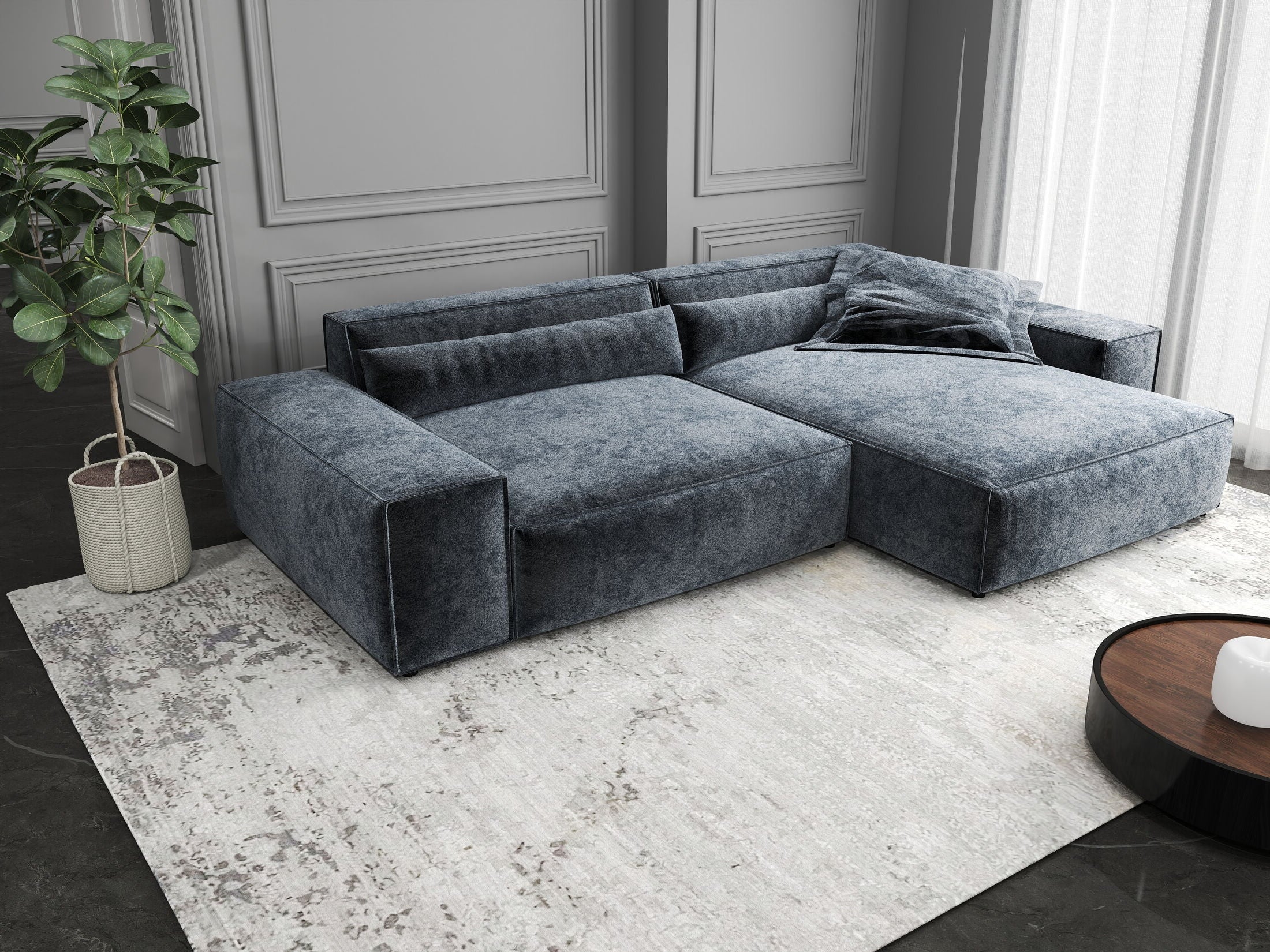 Colțar dumonde cu șezut confortabil din spumă HR, Marvelo Euphoria Gri Grafit 264x175 cm II