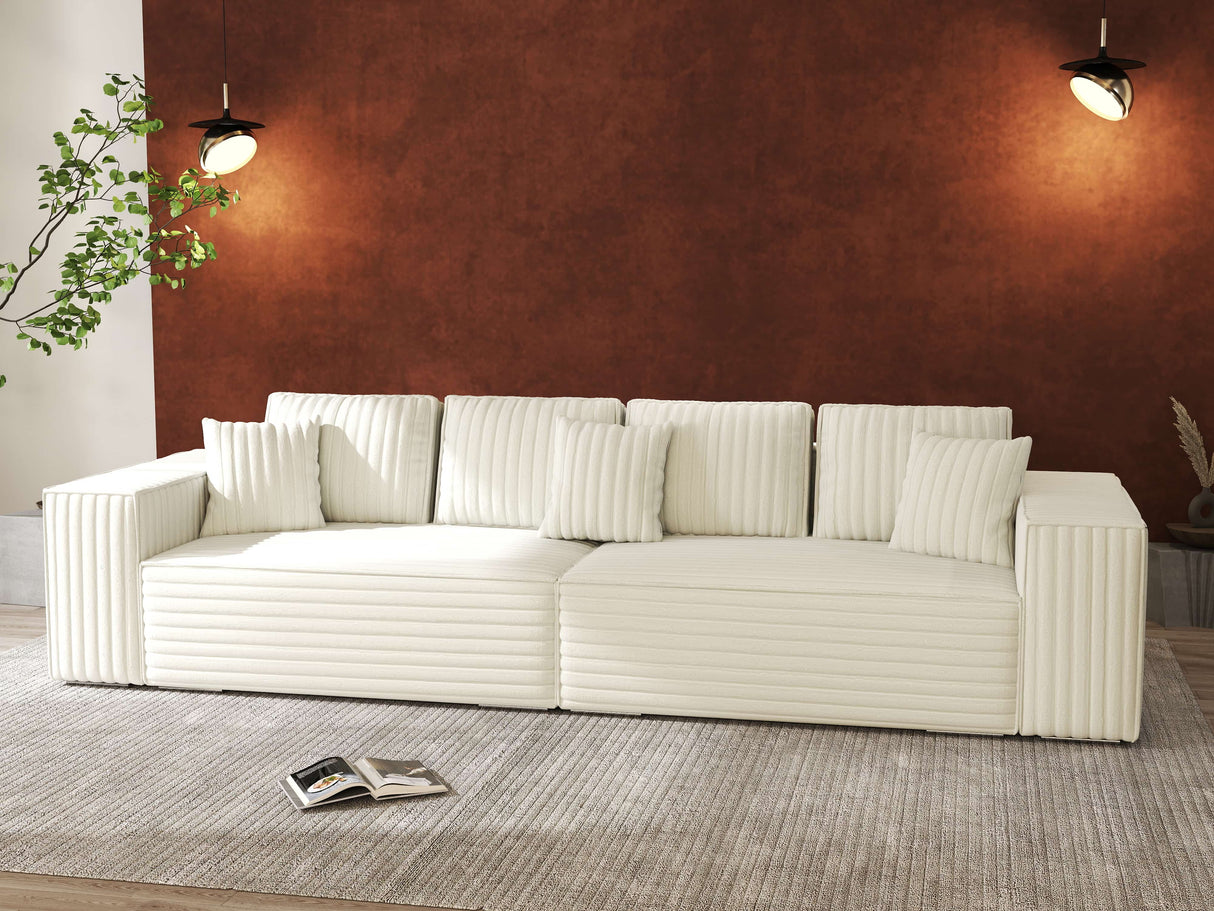 Canapea extensibilă dumonde cu ladă de depozitare si sezut confortabil din spuma HR, Dream Ambience Alb 310x100 cm Fabrica