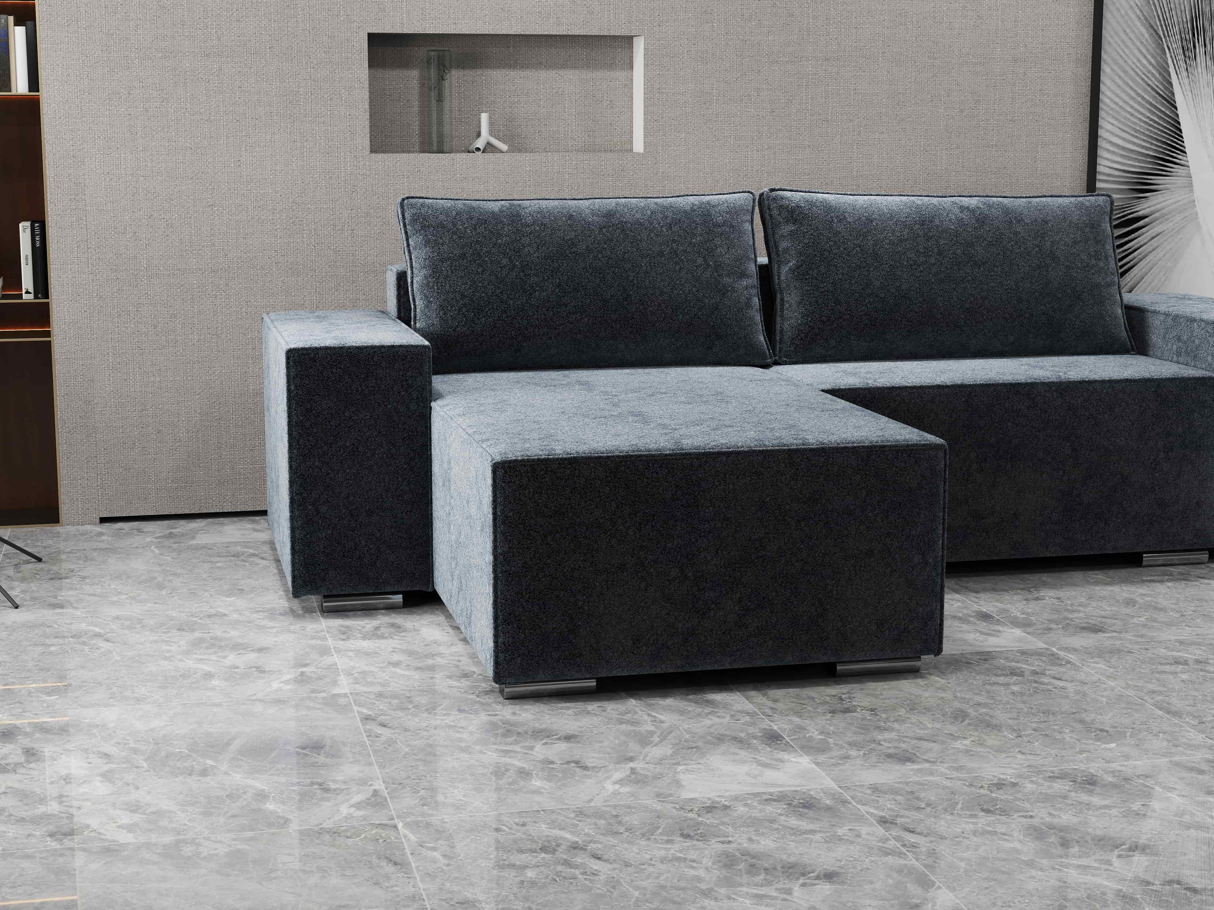 Colțar extensibil dumonde cu ladă de depozitare si sezut confortabil din spuma HR, Dream Euphoria Grafit 290x185 cm Fabrica