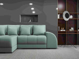 Colțar extensibil dumonde cu ladă de depozitare si sezut confortabil din spuma HR, Verona Enjoy Mint 290x185 cm Fabrica