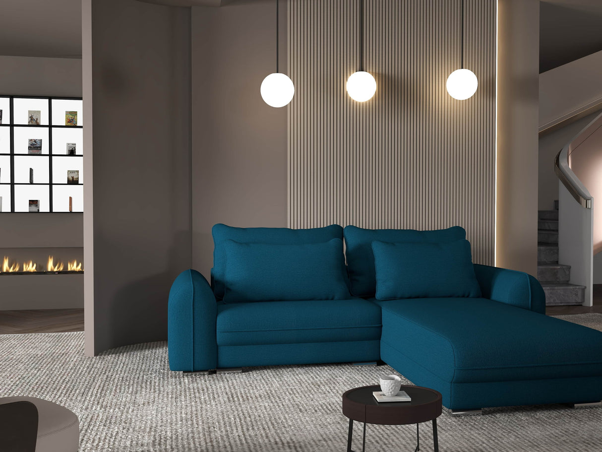 Colțar extensibil dumonde cu ladă de depozitare si sezut confortabil din spuma HR, Denver Enjoy Verde Petrol 275x185 cm II Fabrica