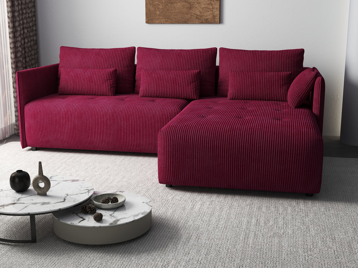 Colțar extensibil dumonde cu ladă de depozitare si sezut confortabil din spuma HR, Malta Zoom Red II 235x185 cm