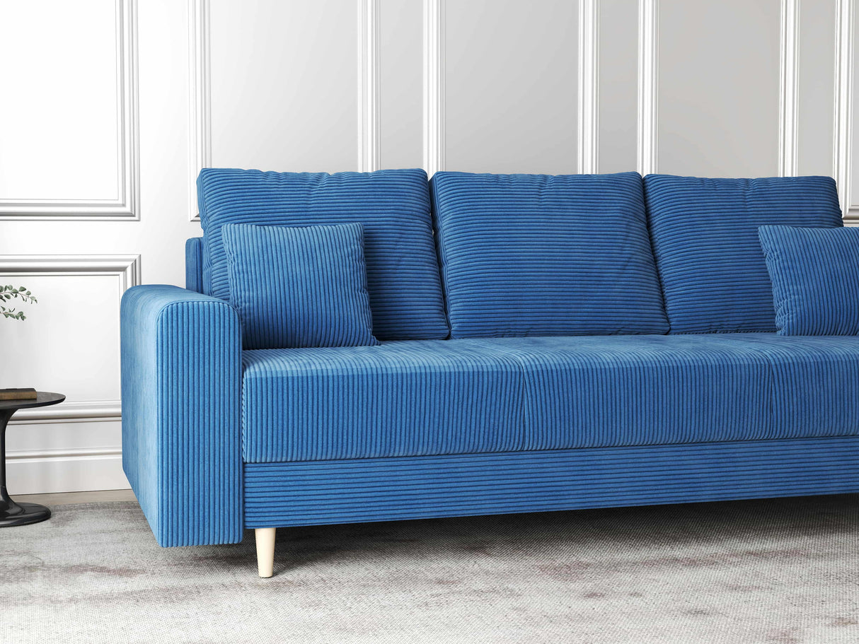 Canapea extensibilă dumonde cu ladă de depozitare si sezut confortabil din spuma HR, Kronos Zoom Albastru 210x100 cm fabrica