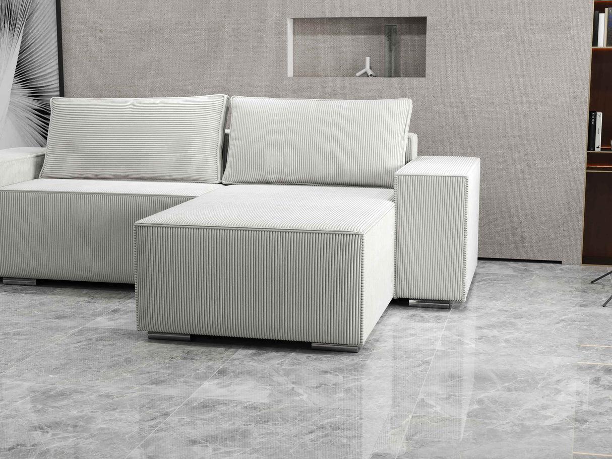 Colțar extensibil dumonde cu ladă de depozitare si sezut confortabil din spuma HR, Dream Zoom Gri 290x185 cm II Fabrica