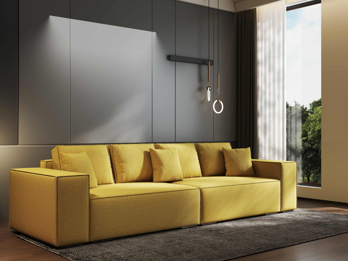 Canapea extensibilă dumonde cu ladă de depozitare si sezut confortabil din spuma HR, Dream Enjoy Melon 310x100 cm Fabrica