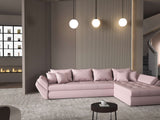 Colțar extensibil dumonde cu ladă de depozitare si sezut confortabil din spuma HR, Loana XL Enjoy Roz II 335x185 cm Fabrica