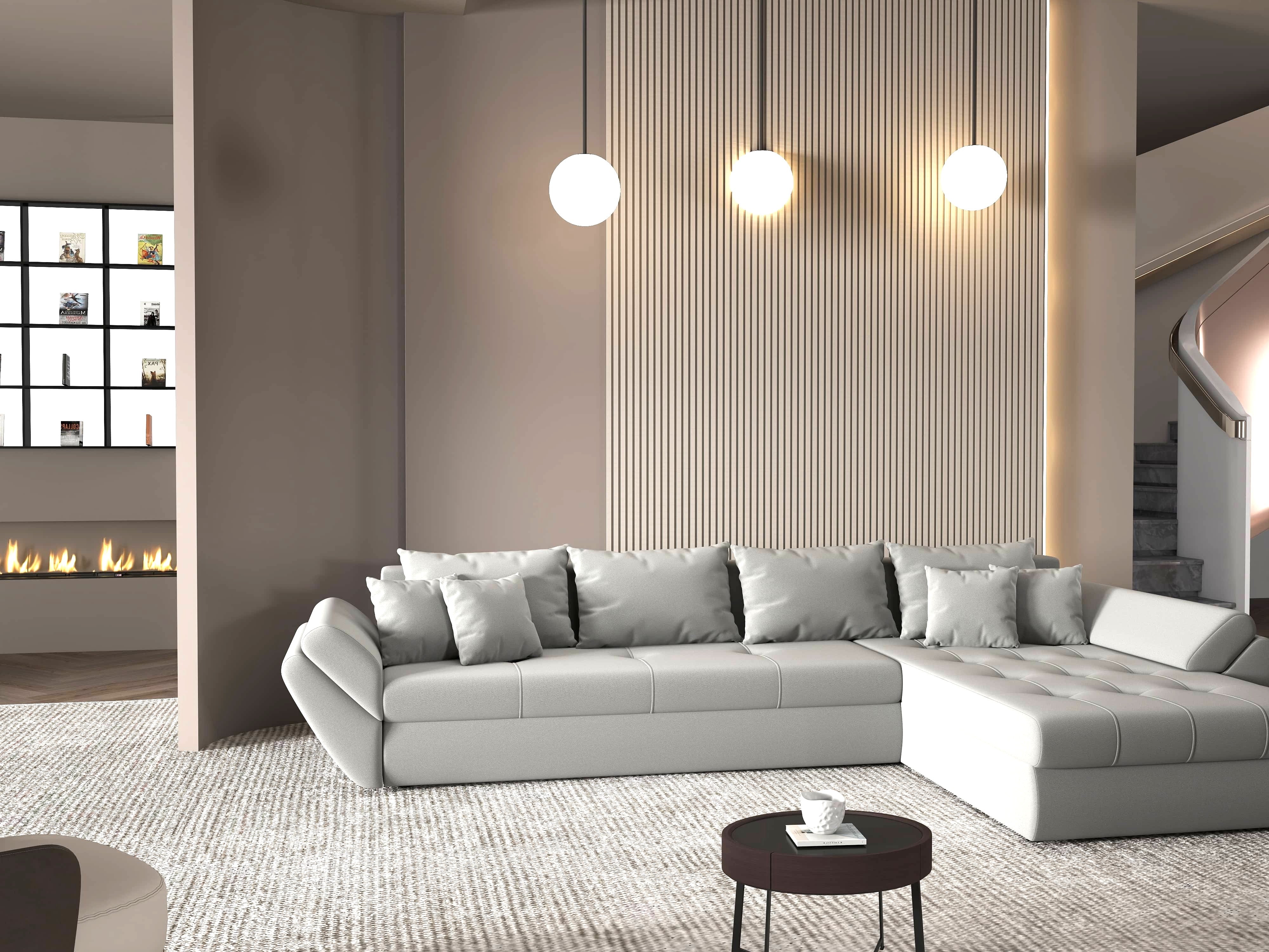 Colțar extensibil dumonde cu ladă de depozitare si sezut confortabil din spuma HR, Loana XL Royal Antracit II 335x185 cm