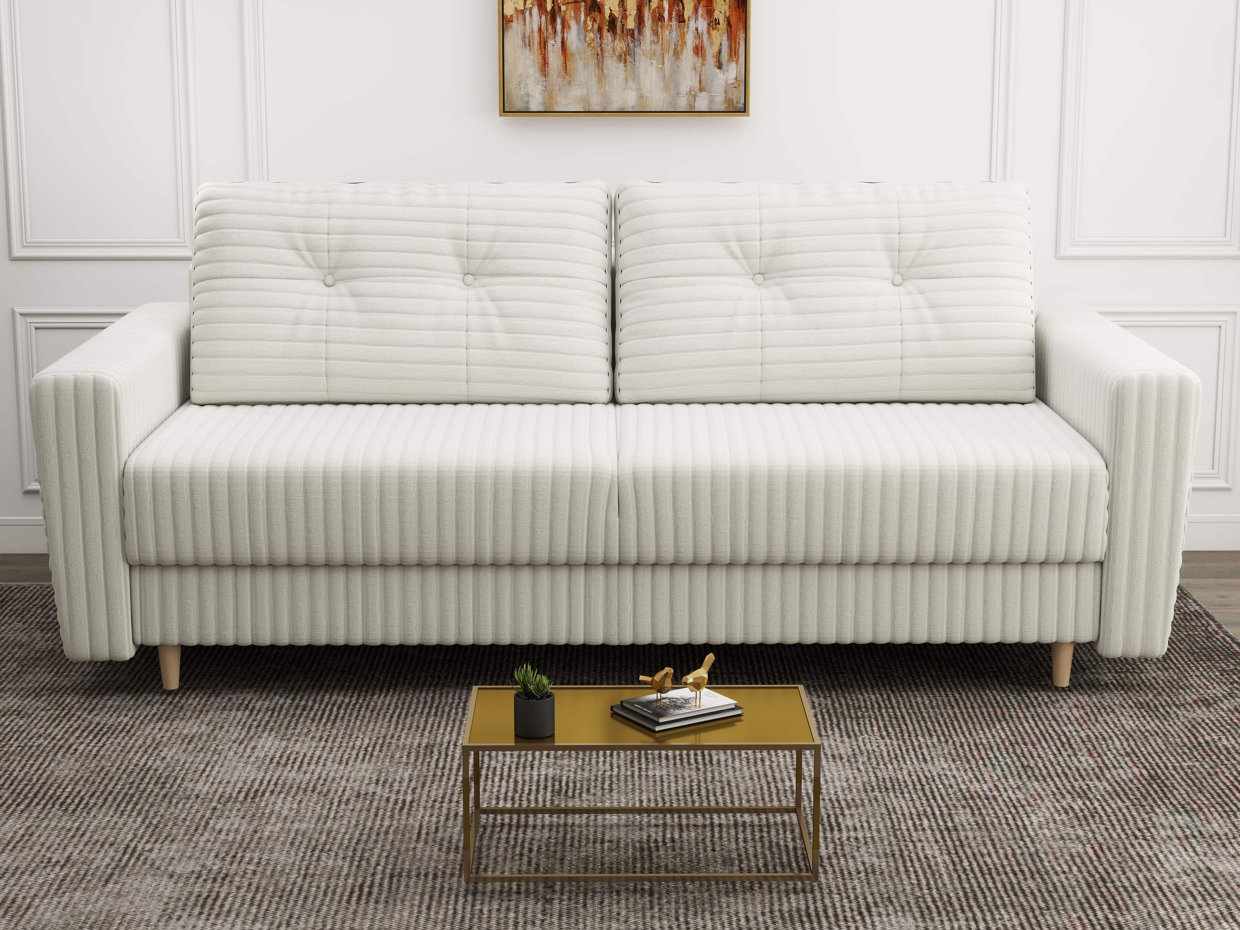 Canapea extensibilă dumonde cu ladă de depozitare si sezut confortabil din spuma HR, Summer Ambience Alb 225x100 cm