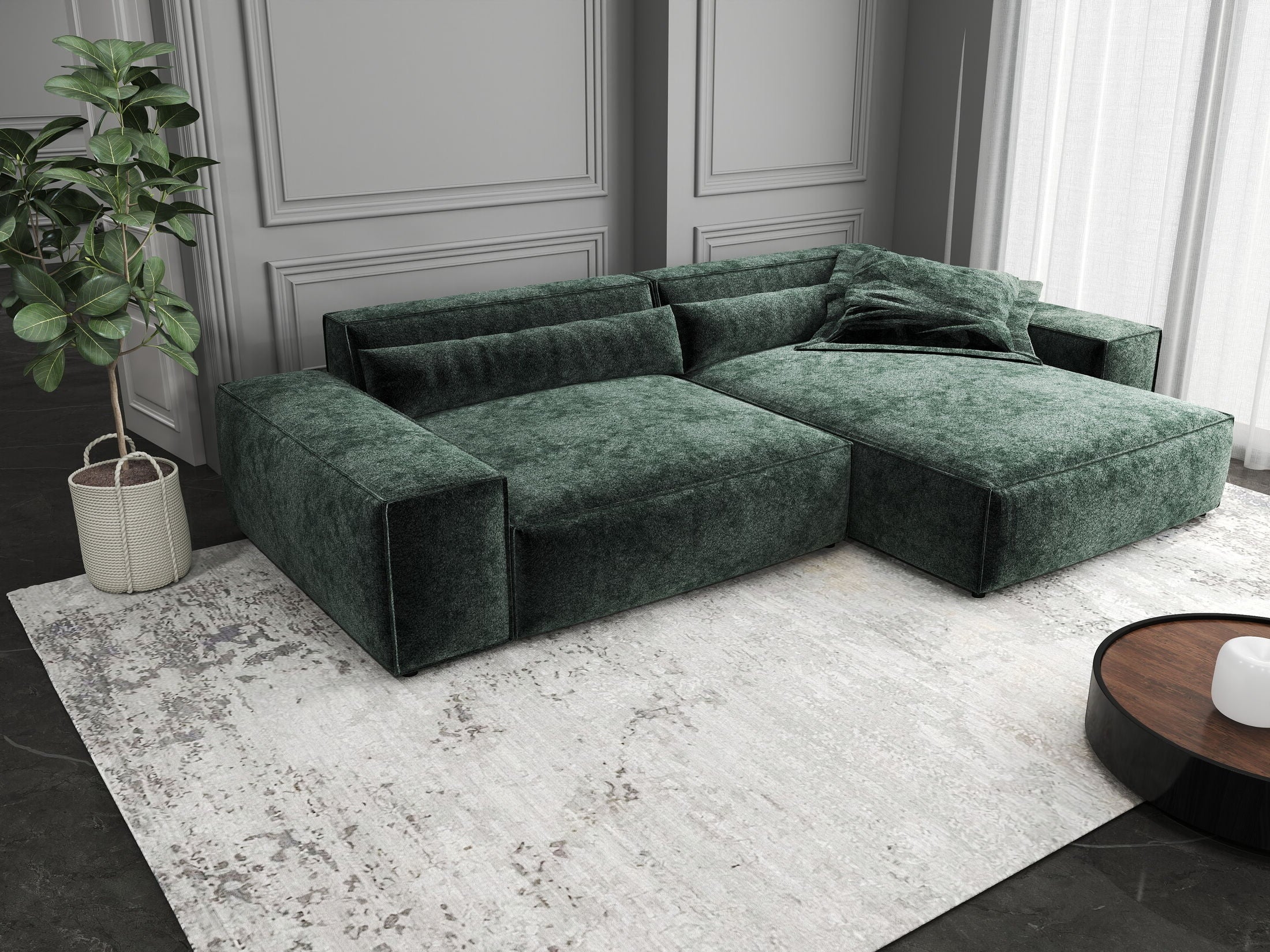 Colțar dumonde cu șezut confortabil din spumă HR, Marvelo Euphoria Verde 264x175 cm II