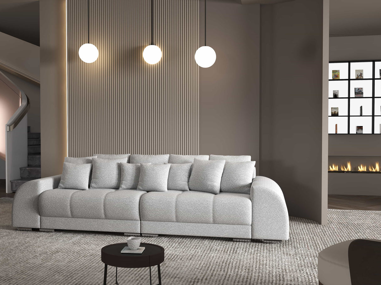 Canapea extensibilă dumonde cu 2 lăzi de depozitare si sezut confortabil din spuma HR, Verona Euphoria Dove 310x100 cm Fabrica