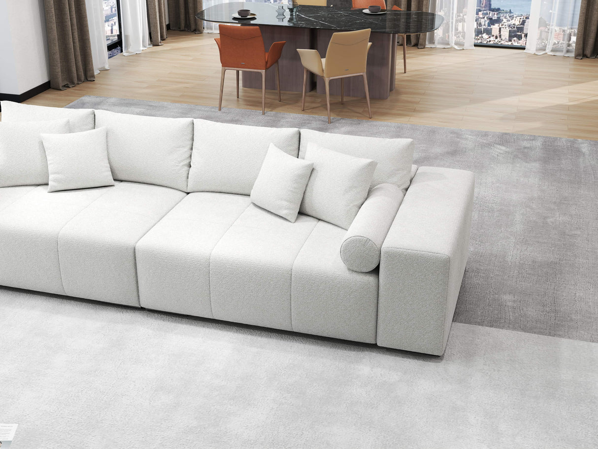 Canapea extensibilă dumonde cu ladă de depozitare si sezut confortabil din spuma HR, Marbela Euphoria Alb XXL 295x100 cm fabrica