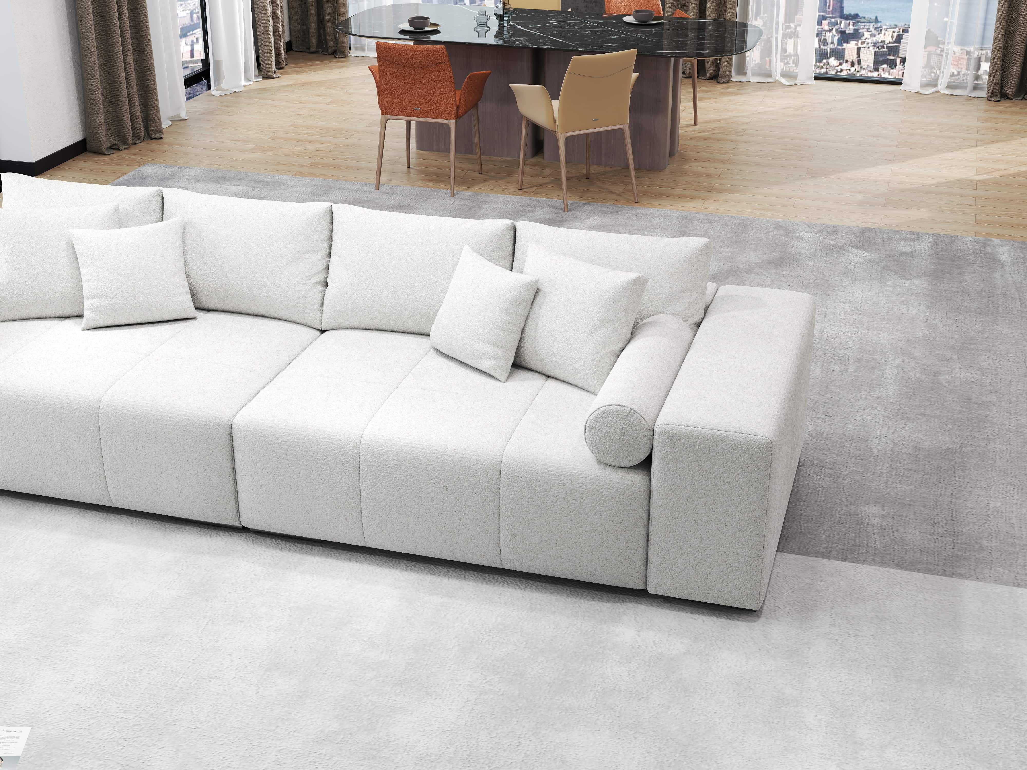 Canapea extensibilă dumonde cu ladă de depozitare si sezut confortabil din spuma HR, Marbela Euphoria Alb XXL 295x100 cm fabrica