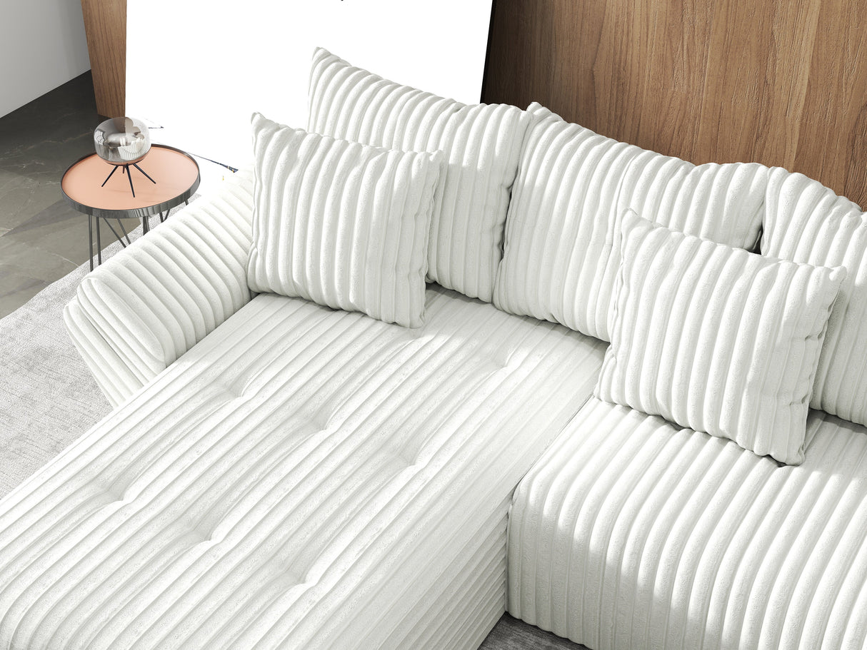 Colțar extensibil dumonde cu ladă de depozitare si sezut confortabil din spuma HR, Berlin U Ambience Bej 380x180 cm Fabrica